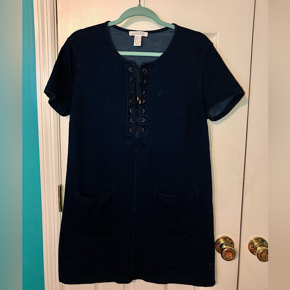 Forever 21 Shift Dress, Size: L, Color: Dark Denim Blue